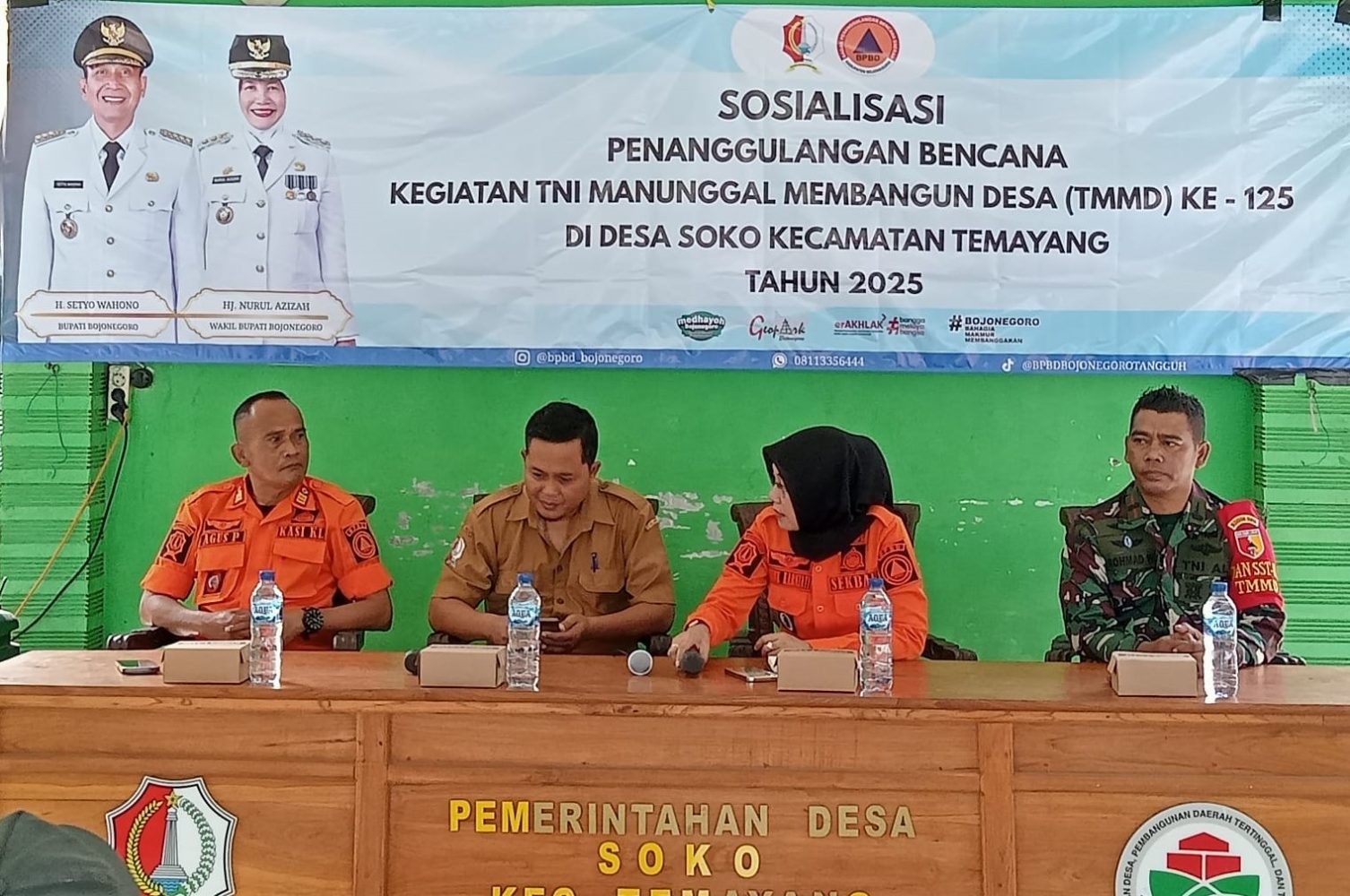TMMD 125 Bojonegoro, TNI dan BPBD Sosialisasi Mitigasi Bencana