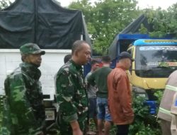 Sinergi TNI-Polri dari Koramil 0812/10 Babat dan Polsek Babat beserta Damkar Babat Evakuasi Pohon Tumbang di Pasar Agrobis