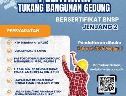 Disperinaker Surabaya Buka Pelatihan Tukang Bangunan Bersertifikat Jenjang 2